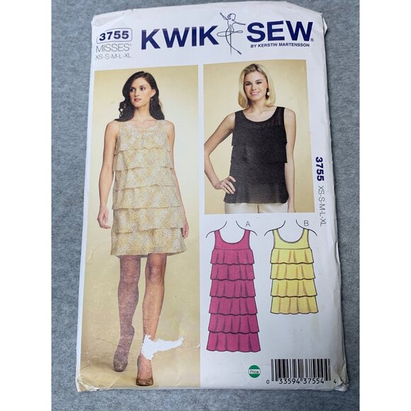 Kwik Sew 3755 Dress Top Sewing Pattern Size XSmall Small medium Large XLarge Unc - Picture 1 of 3